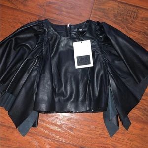 NWT Zara Leather Crop Top